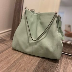 Mint green coach shoulder bag with match wallet
